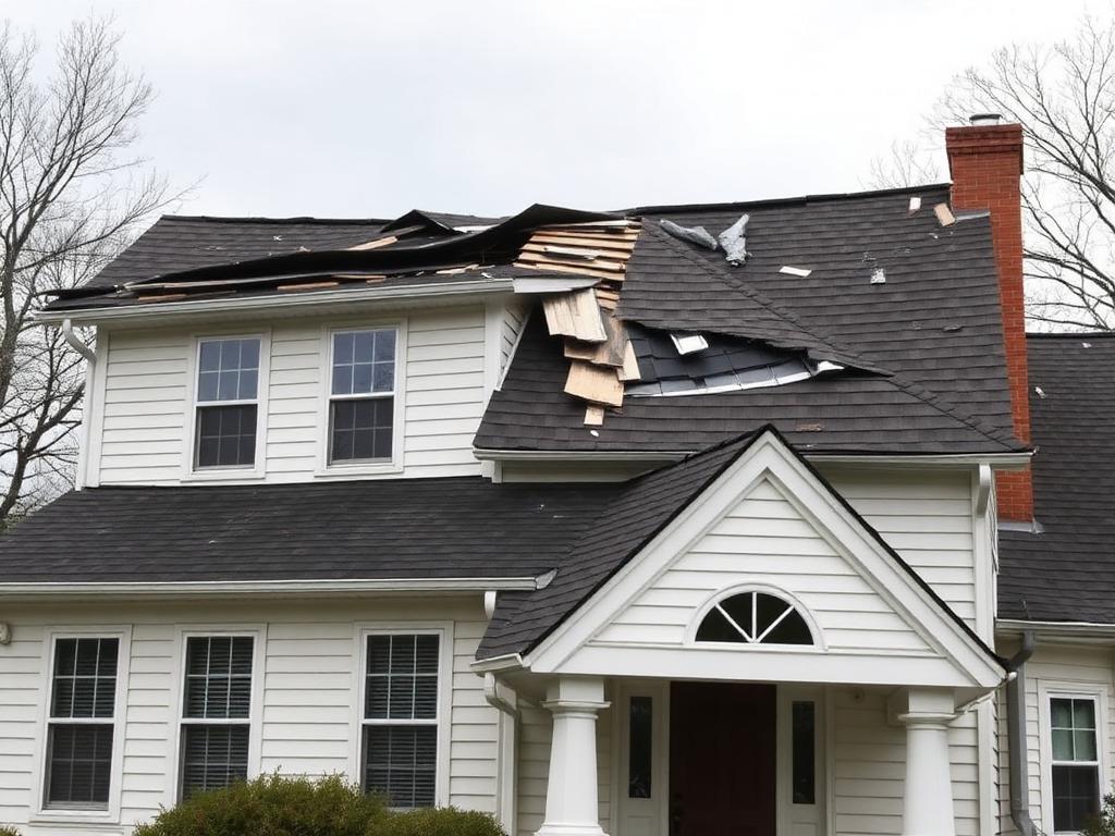 Wind-Lifted Two-Story in Fairfax, VA — before roof replacement